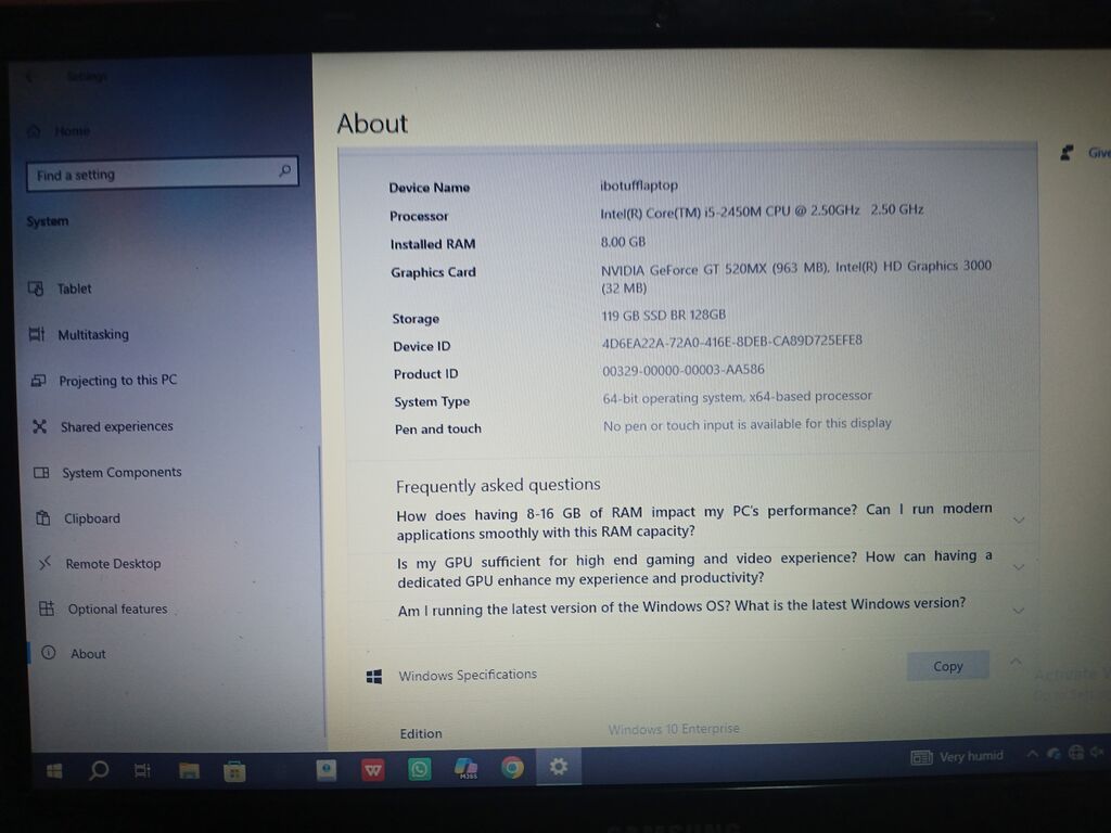 Samsung noutbuk - Prosessor: Intel Core i5-2450M, 2.50 GHz (2 nüvə/4 — Samsung, Bakı (2)