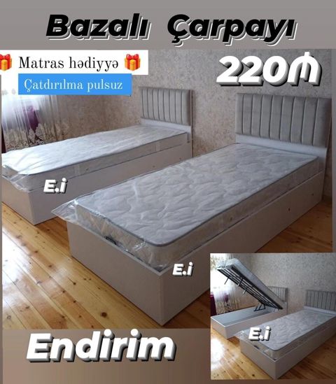 Bazalı çarpayı – 220₼ - Başlıq hissəsi yumşaq döşəməli, vertikal — Mehdiabad