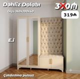 Dəhliz dolabı – ölçü 160×200×40 sm. Geniş şkaf bölməsi güzgülü — Mebel