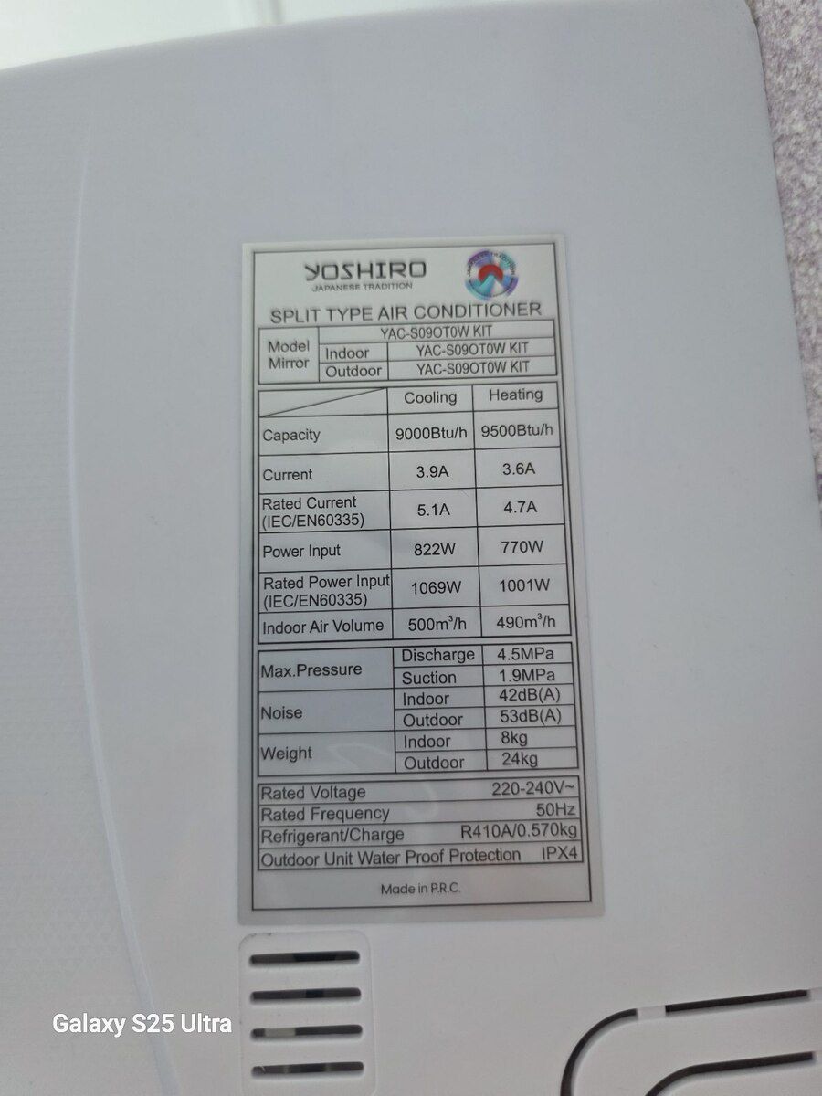 Kondisioner Yoshiro YAC-S09OTOW-KIT W/o/ıns, 9000 B — Ev texnikası, Bakı (2)