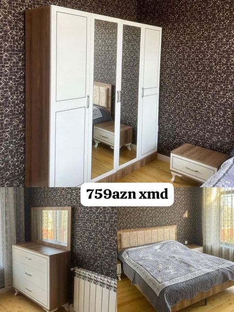 Yataq otağı mebel dəsti Tərkibi: - 4 qapılı şkaf: iki yan tərəfdə ağ — Bakı