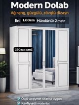 Modern Dolab – ağ rəng, güzgülü, zövqlü dizayn - Eni: 1.60 sm — Мебель