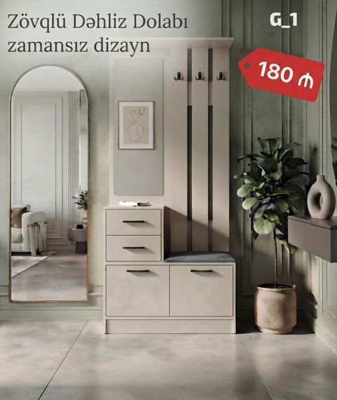 Zövqlü Dəhliz Dolabı – zamansız dizayn - Komplekt: asılqanlı panel (3