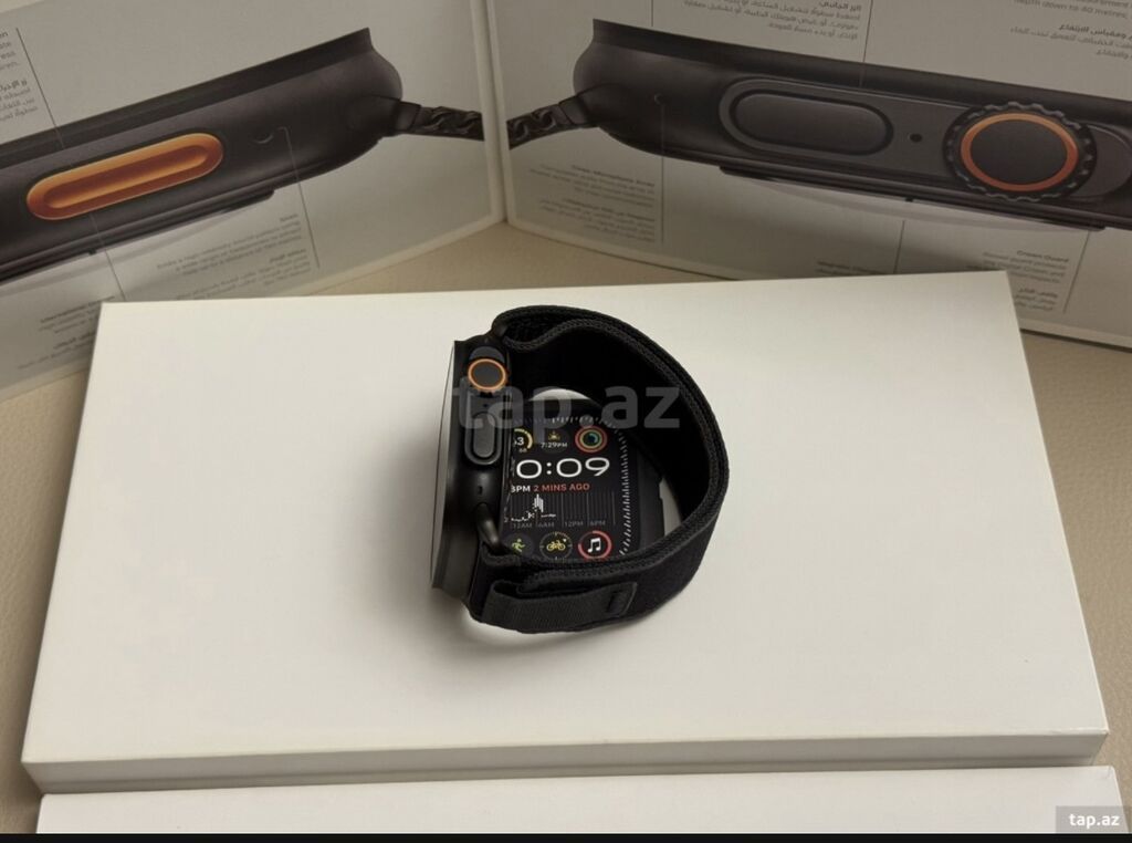 Apple Watch Ultra 2 GPS+Cellular 49mm Black Titanium/Black Trail Loop — Aksesuarlar, Bakı (4)