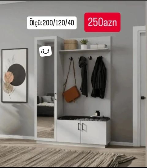Dəhliz üçün çoxfunksiyalı askılıq-dolab dəsti Ölçü: 200/120/40 — Bakı