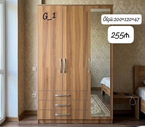 G_1 model paltar şkafı - Material: ağac fakturalı laminat - Rəng — Bakı
