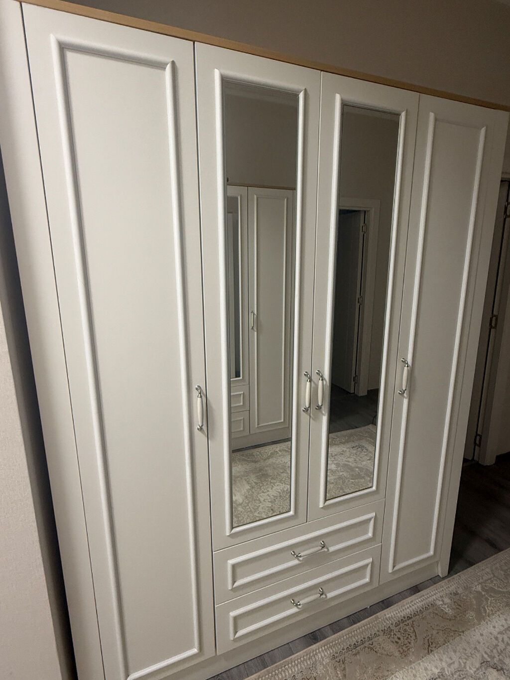 İşlənmiş, 5 qapı, Güzgülü, Ağ, Taxta, Açılan, Düz dolab — Mebel, Bakı