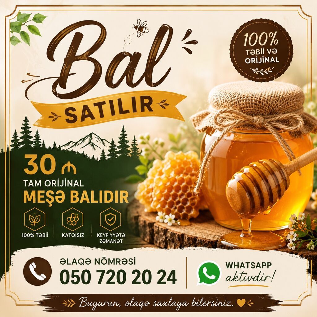 Məhsul: Tam orijinal meşə balı - 100% təbii və qatqısız - Keyfiyyətə — Qida məhsulları, Xırdalan