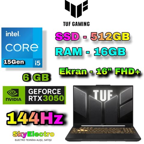 Noutbuk Asus TUF F16 FA607VJB RTX 3050 6 GB — Bakı