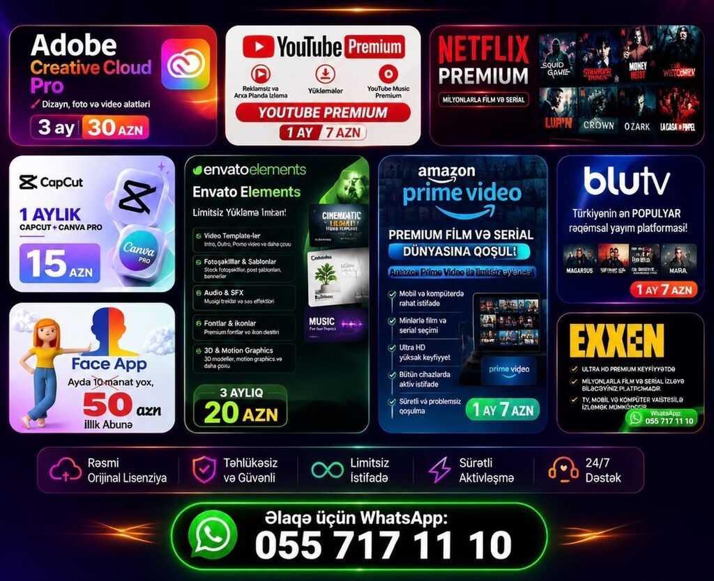Rəqəmsal abunə xidmətləri – premium tətbiqlər və media platformaları — Xidmətlər, Bakı