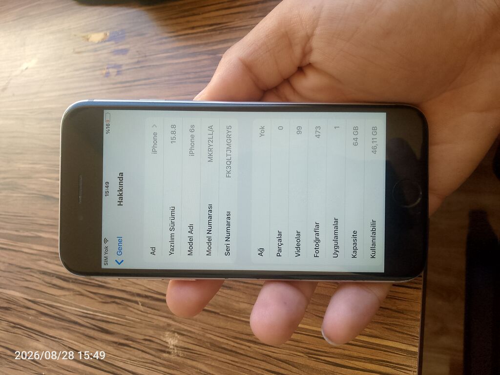 IPhone 6s, 64 GB, Space Gray, Barmaq izi — Apple iPhone, Bakı (2)