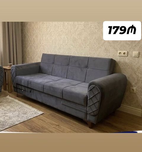 Məhsul: 3 nəfərlik qonaq otağı divanı - Rəng: tünd boz - Material — Bakı