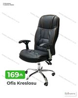 Ofis kreslosu - Rəng: qara - Yumşaq yastıqlı oturacaq və bel dəstəyi — Goods