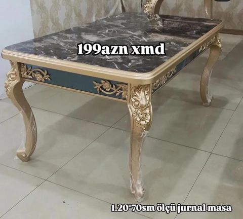 Klassik üslubda jurnal masası - Ölçü: 1.20 x 70 sm (üzlüyündə qeyd — Bakı