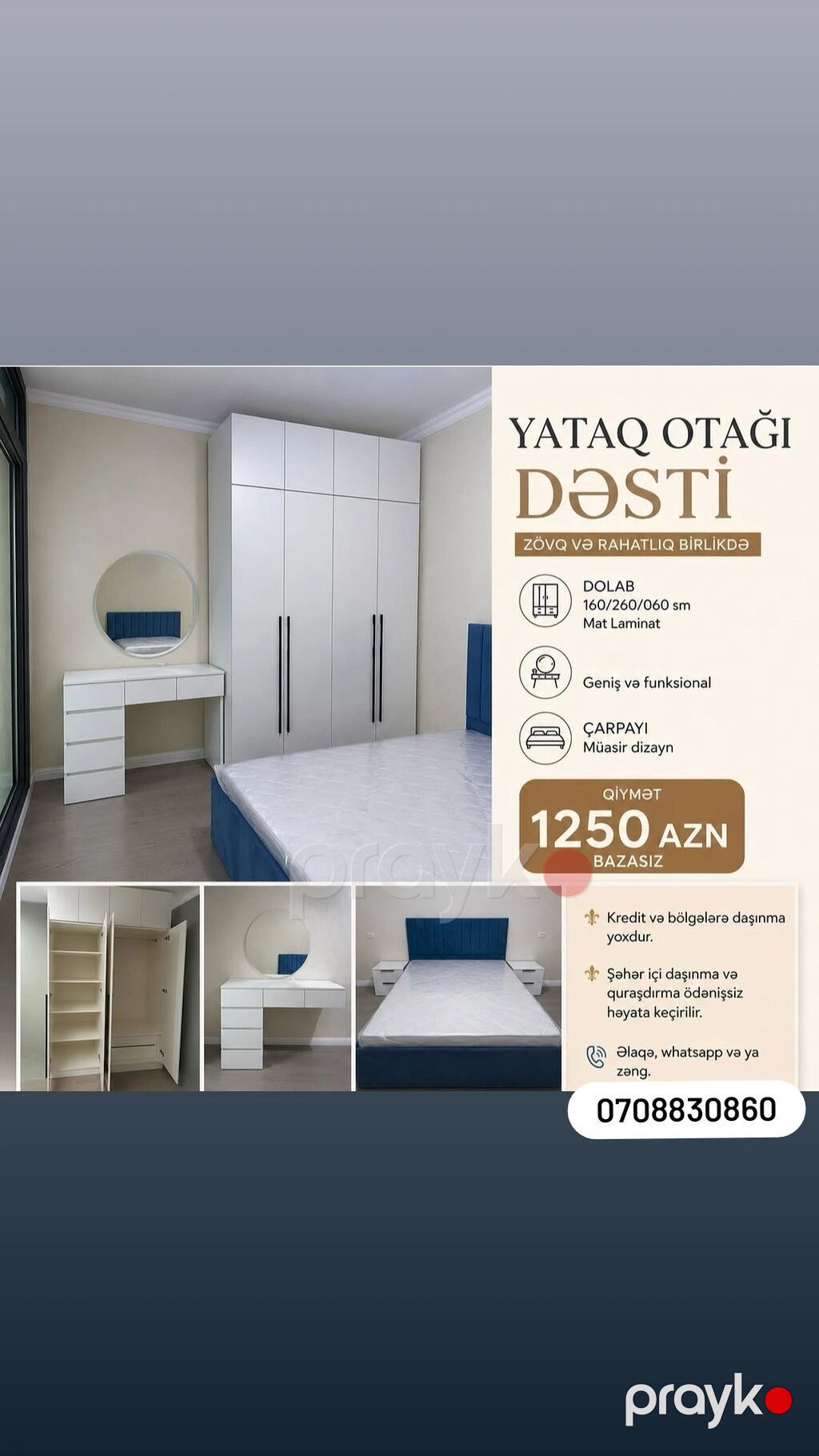 Yataq otağı dəsti – zövq və rahatlıq birlikdə Tərkib: - Dolab — Mebel, Mehdiabad