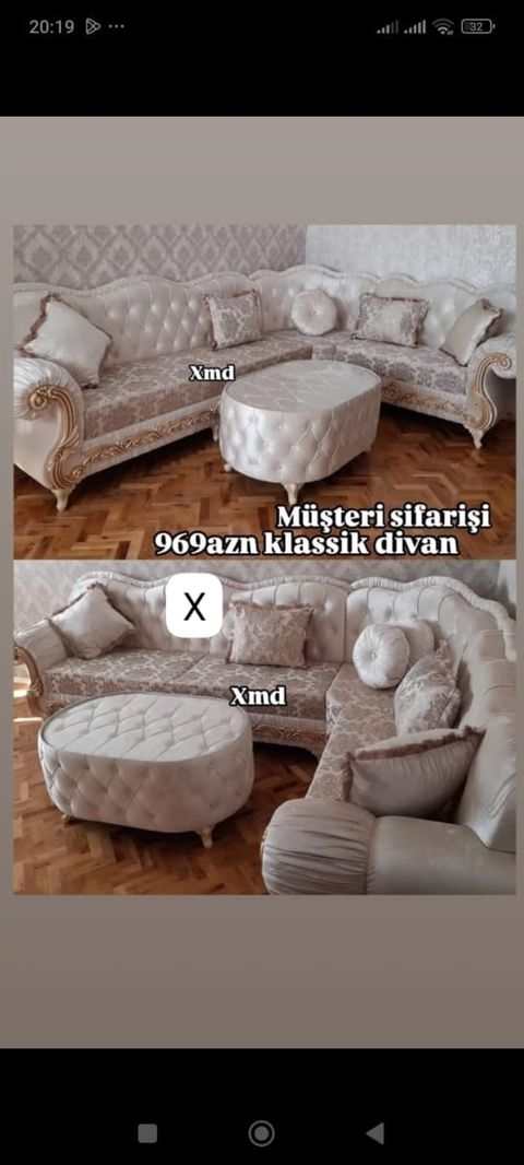 Klassik künc divan dəsti – müştəri sifarişi Qiymət: 969 AZN (şəkildə — Bakı
