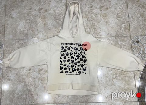 Uşaq üçün kapüşonlu sweatshirt. - Rəng: krem/ivori. - Ön hissədə