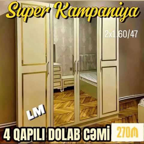 4 qapılı dolab – Super Kampaniya - Ölçü: 2 x 1.60 / 47 (hündürlük x — Bakı