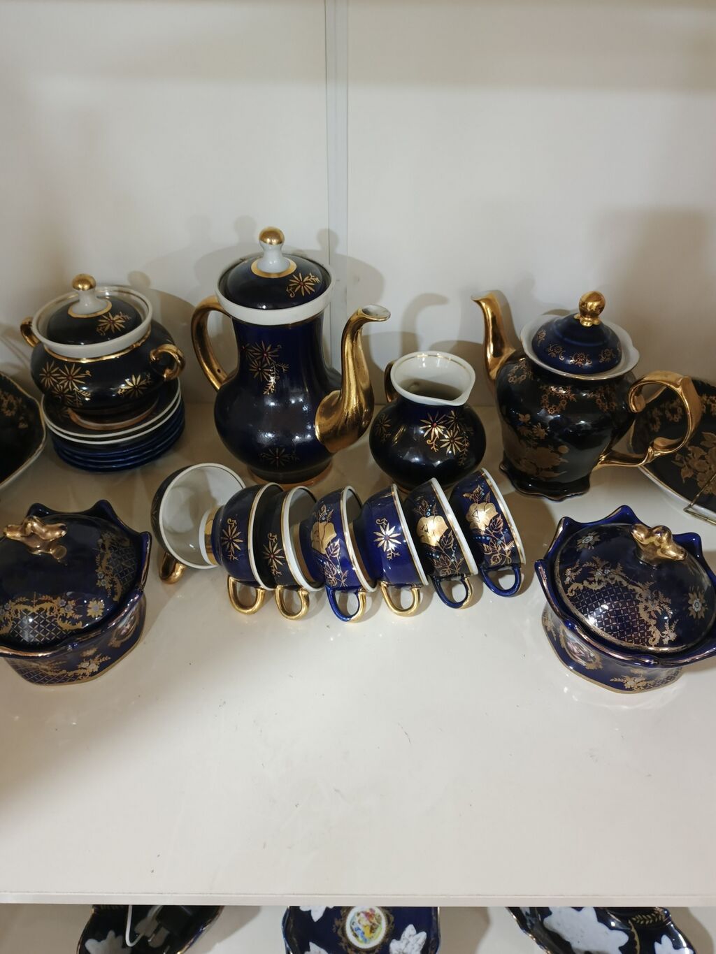 Çay dəsti, rəng - Göy, Farfor — Mallar, Xırdalan (2)