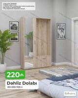 Dəhliz dolabı – 40×200×100 sm - Dizayn: Təbii ağac teksturalı korpus — Mebel