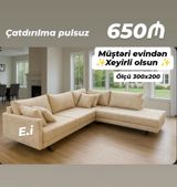 L formalı yumşaq künc divanı - Ölçü: 300 x 200 sm - Rəng: bej — Mebel