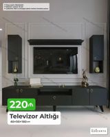 Televizor altlığı dəsti – 40×50×180 sm - Modern dizayn, mat qara — Мебель