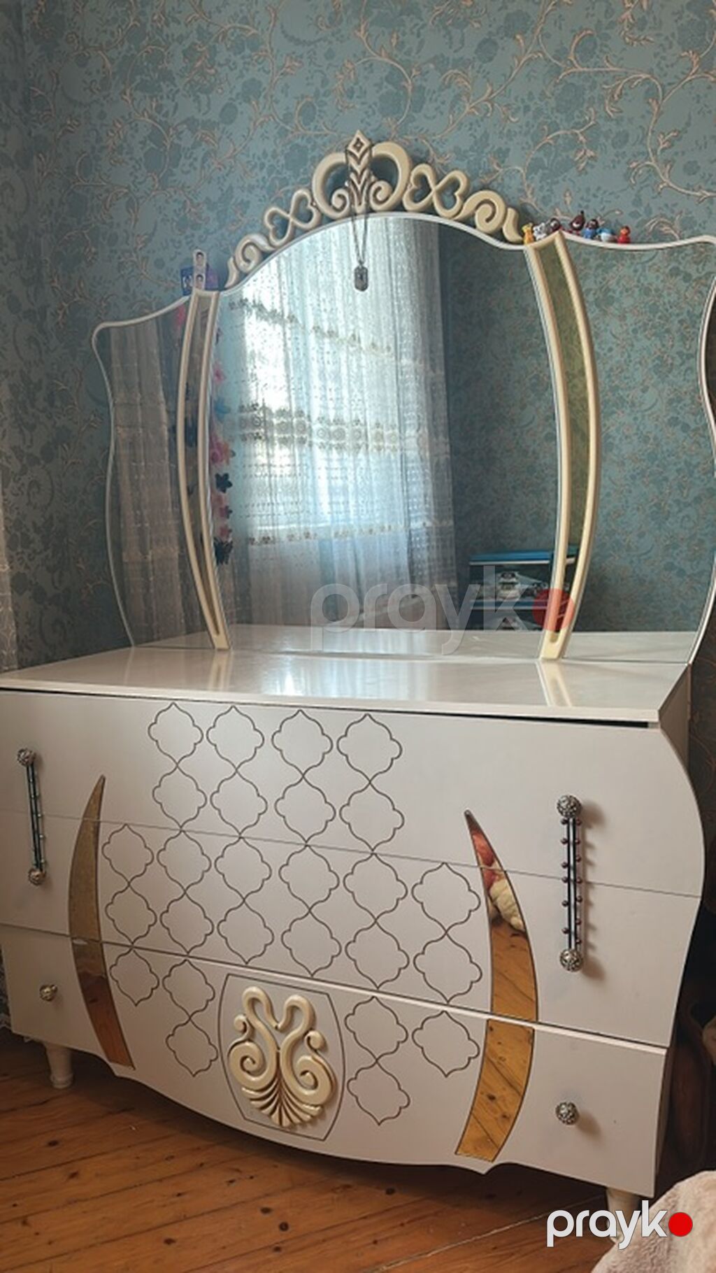 Yataq otağı mebel dəsti - Rəng: Ağ-krem tonlarında, qızılı dekor — Mebel, Saray (2)