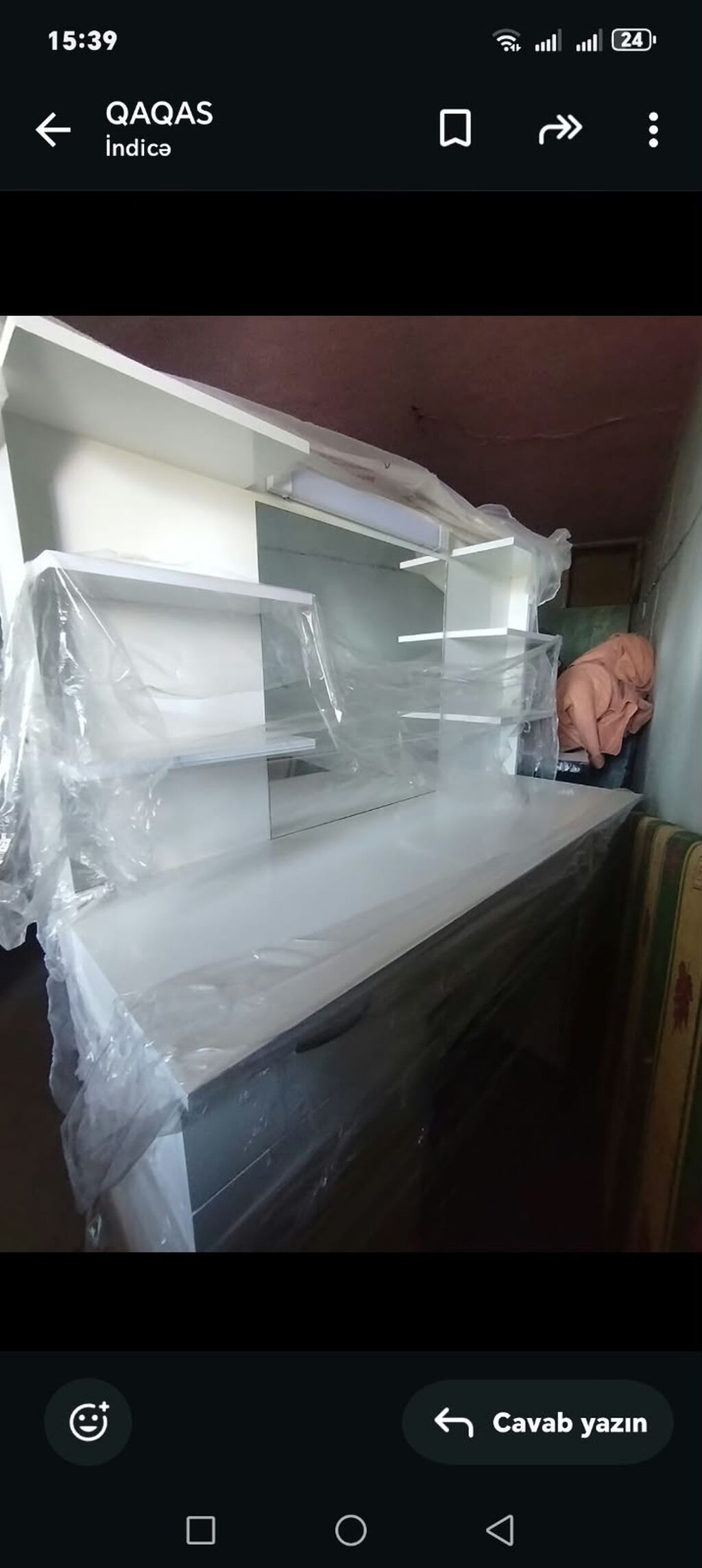 Ağ rəngli vitrin/komod tipli salon mebeli - Material: laminat/MDFlam — Mebel, Gəncə