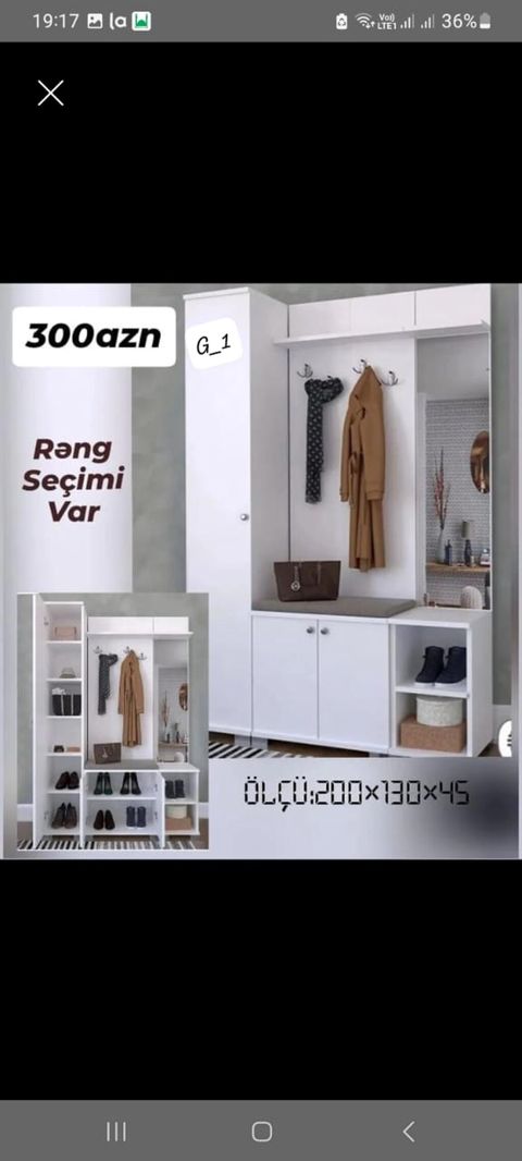 Dəhliz üçün çoxfunksiyalı dolab sistemi – G_1 modeli Ölçü: 200 x — Bakı