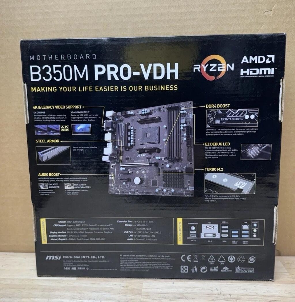 MSI B350M Pro-vdh AMD Ryzen 5/7/9 (3000, 5000 Series Processor — Ana platalar, Bakı