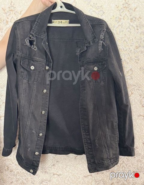 Qara cins pencəklər - Model: klassik denim gödəkcə, düyməli ön hissə