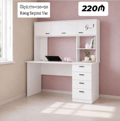 İş masası və üst dolablı modul - Ölçü: 170×120×50 sm (şəkildə — Mehdiabad