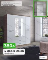 4 qapılı paltar dolabı – 47×200×160 sm Xüsusiyyətlər: - Material: 18 — Mebel