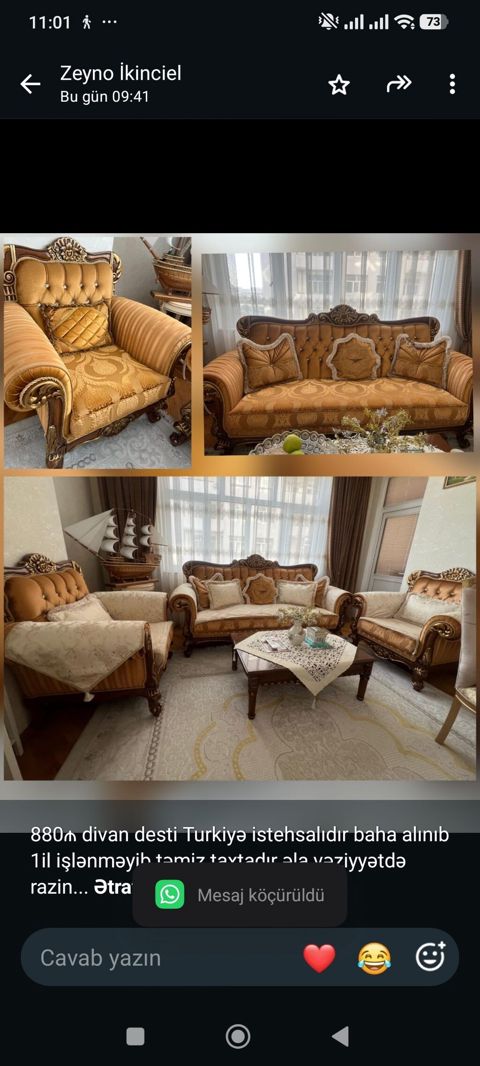 880₼ divan desti Turkiyə istehsalıdır baha alınıb 1il işlənməyib təmiz — Bakı