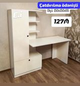 Ağ rəngdə çoxfunksiyalı iş/oxu masası və saxlama bloku - Ölçü: 150 x — Mebel