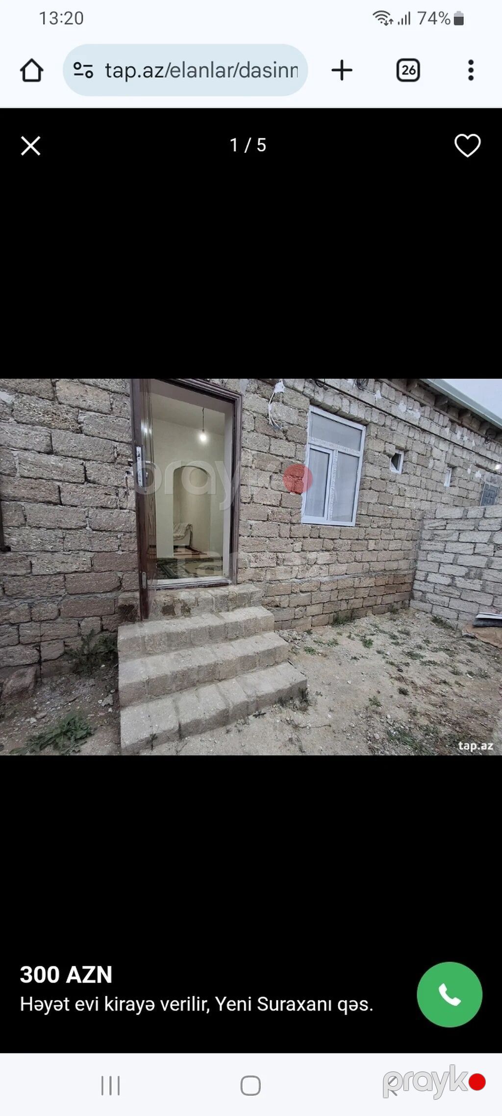Kirayə həyət evi – Yeni Suraxanı qəs.2 otaqli,əşysli - 1 mərtəbəli — Daşınmaz əmlak, Digah (4)
