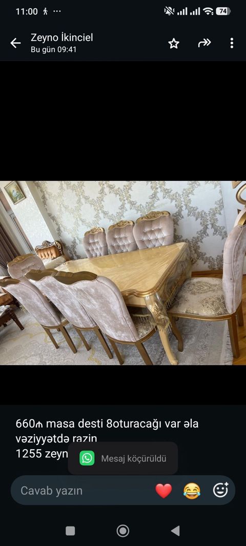 660₼ masa desti 8oturacağı var əla vəziyyətdə razin 1255 zeyno — Bakı