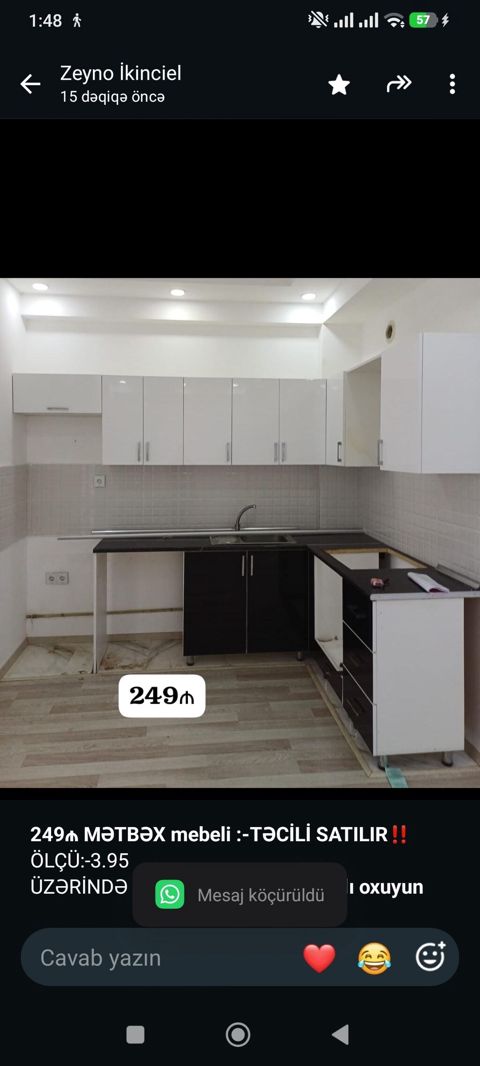 *249₼ mətbəx mebeli satılır*‼ ÖLÇÜ:-3.95 üzərində verilir — Bakı