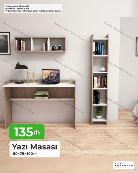 Yazı masası dəsti Ölçü: 50 75 100 sm Material: 18 mm laminat — Bakı