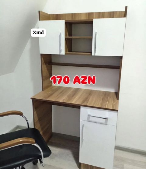 Düz masa, Polkalı, Siyirməli, Teksturalı laminat, Kredit yoxdur — Bakı