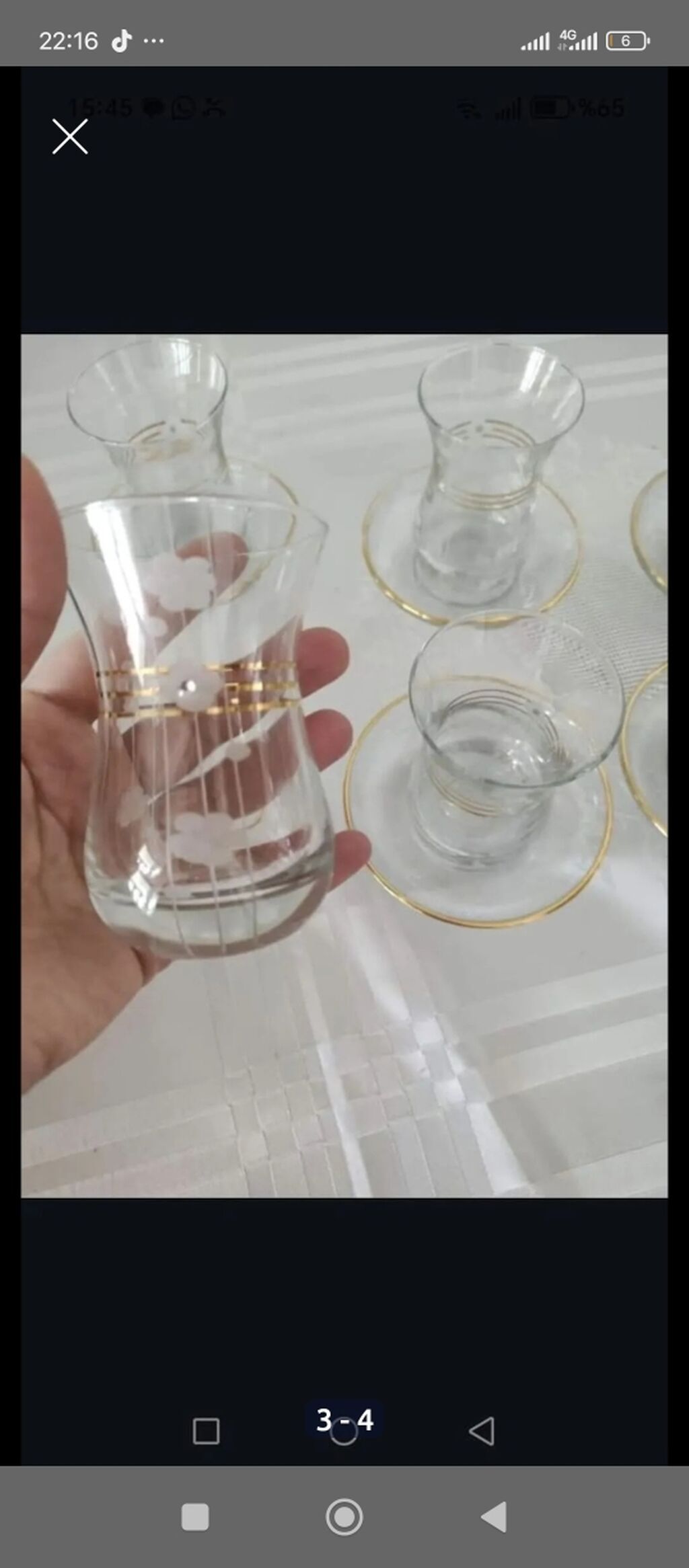 Çay dəsti, rəng - Qızılı, Şüşə, 6 nəfərlik — Mallar, Bakı (2)