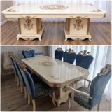 Qonaq otağı üçün, İşlənmiş, Açılmayan, Dördbucaq masa, 8 stul — Furniture
