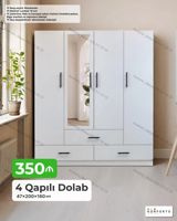 4 qapılı paltar dolabı - Ölçü: 47 200 160 sm - Material: 18 mm — Mebel