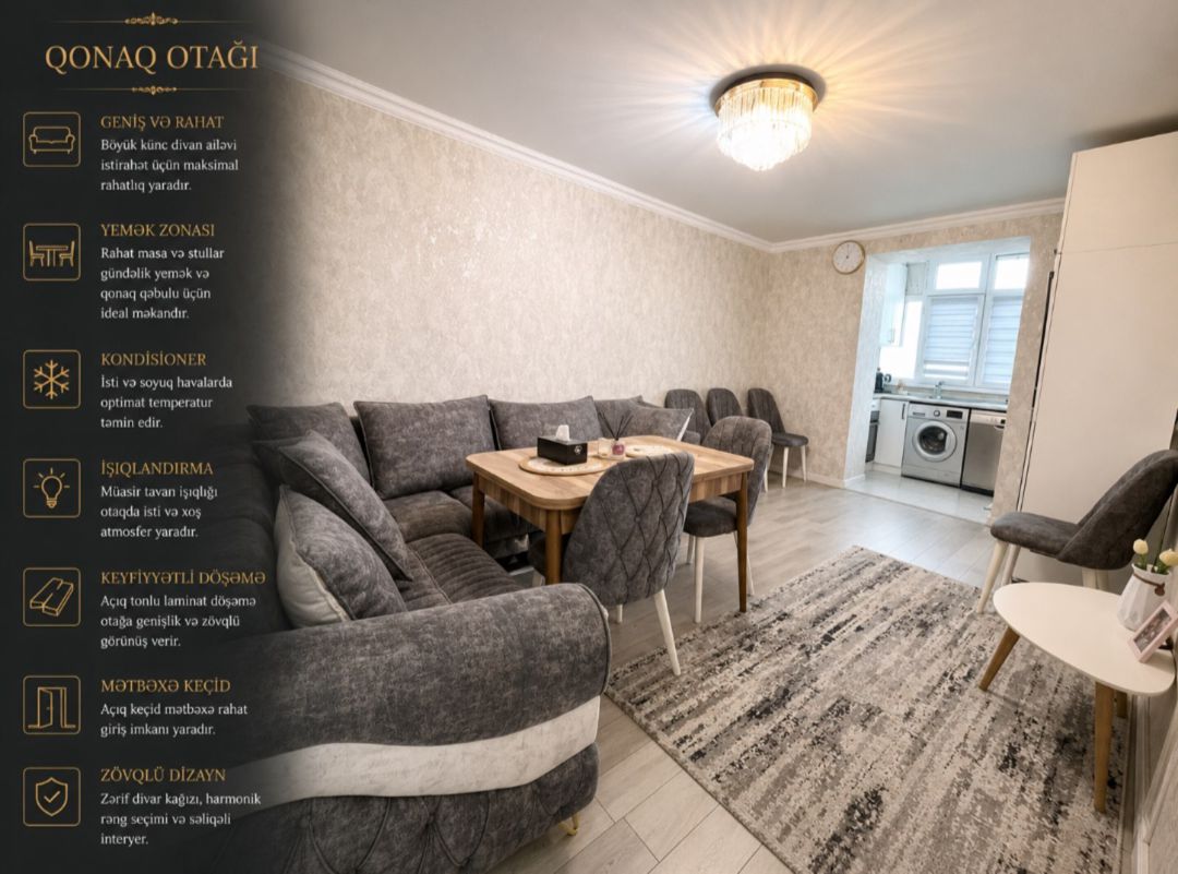 2-otaqlı mənzil, Qara Qarayev m., 45 m² — Mənzil, Bakı (3)