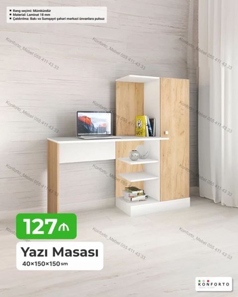 Künc masa, Stulsuz, Polkalı, Siyirməsiz, Sadə laminat — Bakı