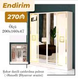 Güzgülü paltarsaxlama şkafı - Ölçü: 200 x 160 x 47 sm - 4 qapılı — Furniture