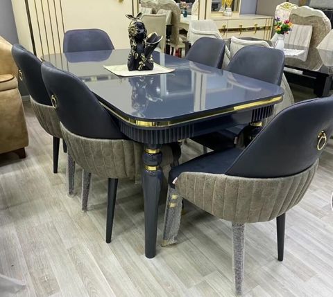 Yemək otağı üçün modern dəst - 8 nəfərlik masa–stul komplekti: Masa — Bakı