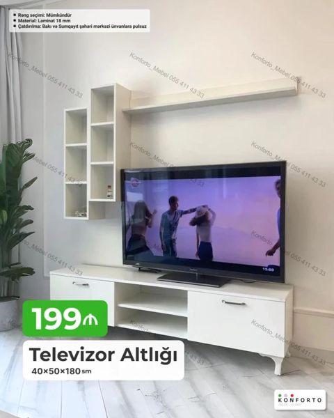 Televizor altlığı və divar rəfi dəstı - Ölçü: 40 50 180 sm — Bakı