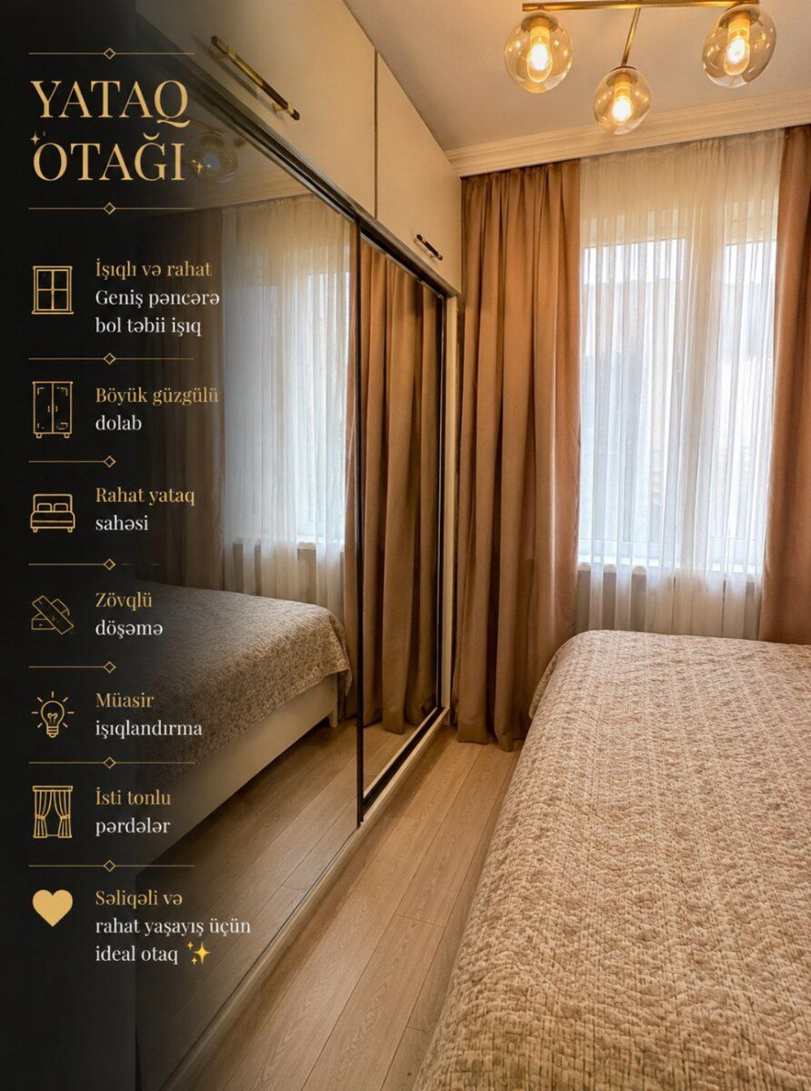 2-otaqlı mənzil, Qara Qarayev m., 45 m² — Mənzil, Bakı (12)