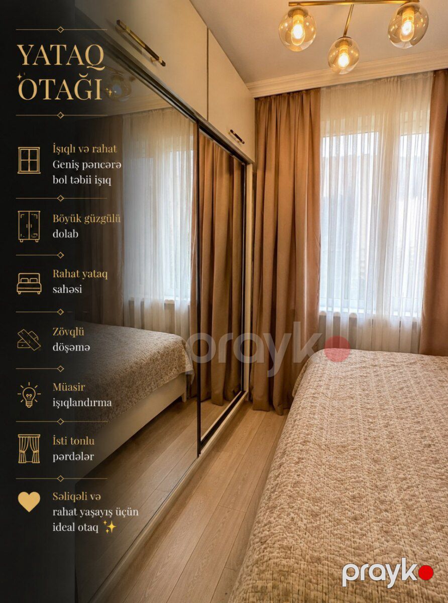 2-otaqlı mənzil, Qara Qarayev m., 45 m² — Mənzil, Bakı (12)